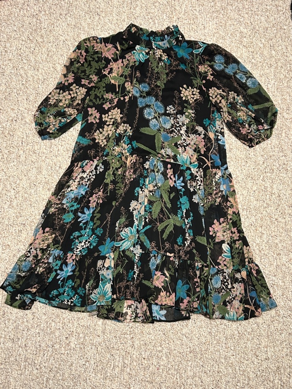 Melonie T Black Floral Dress – Women’s Size 8, Excellent Condition